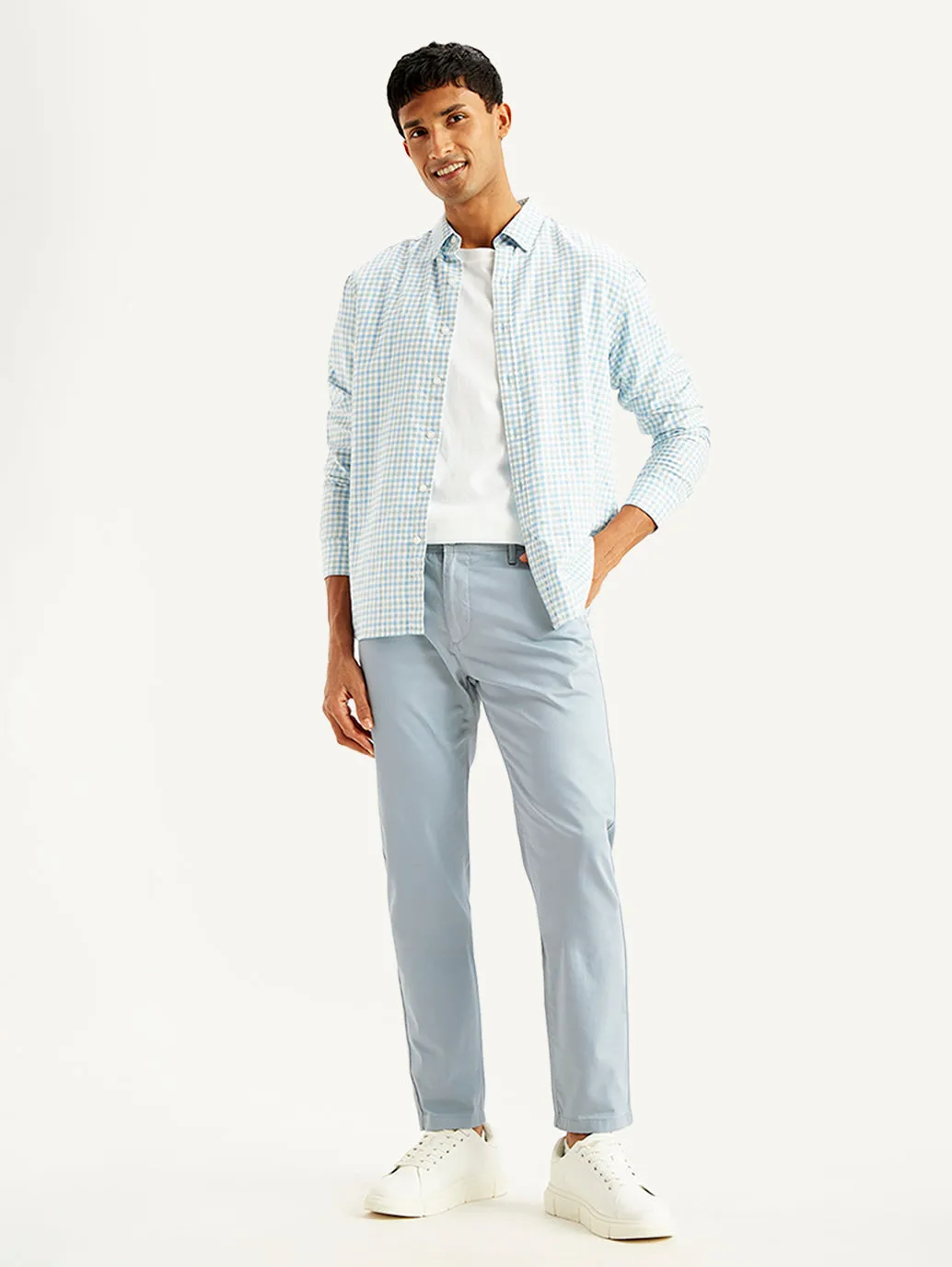 Men's Light Blue Tapered Chinos