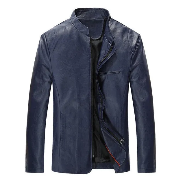 Men's New PU Leather Stand Collar Jackets