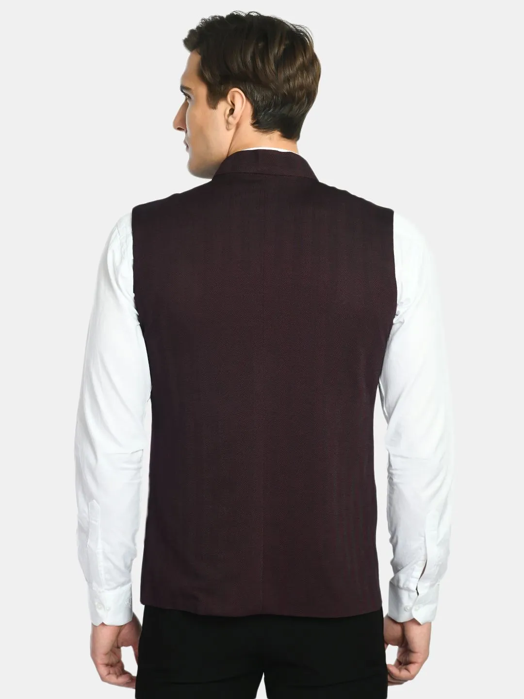 Men's Solid Knitted Slim Fit Nehru Jacket