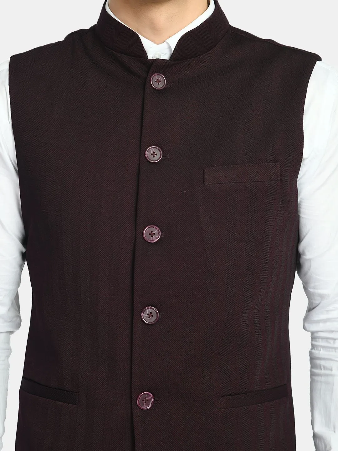 Men's Solid Knitted Slim Fit Nehru Jacket