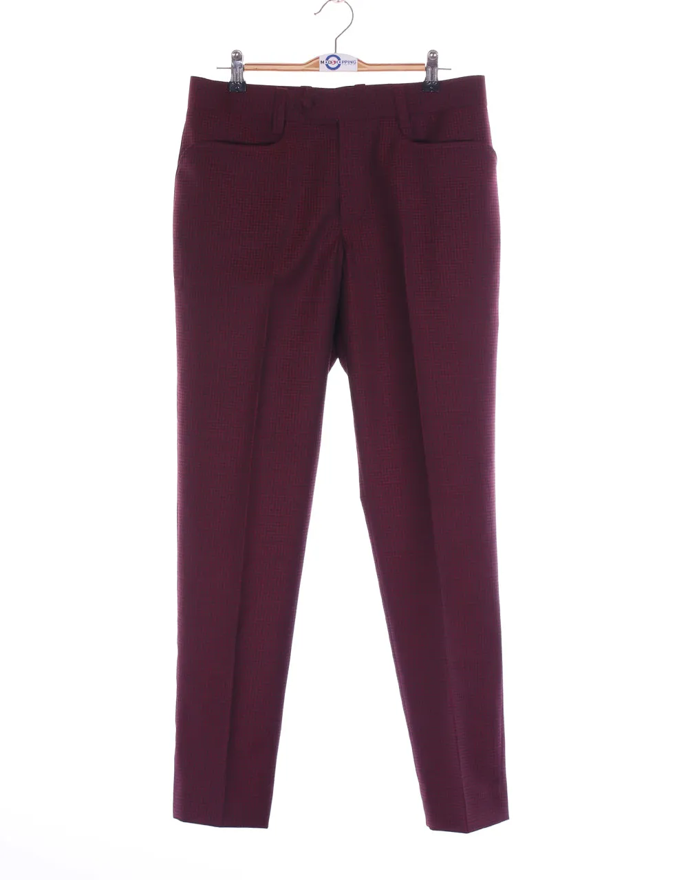 Men's Two Piece Suit - Burgundy Check Suit