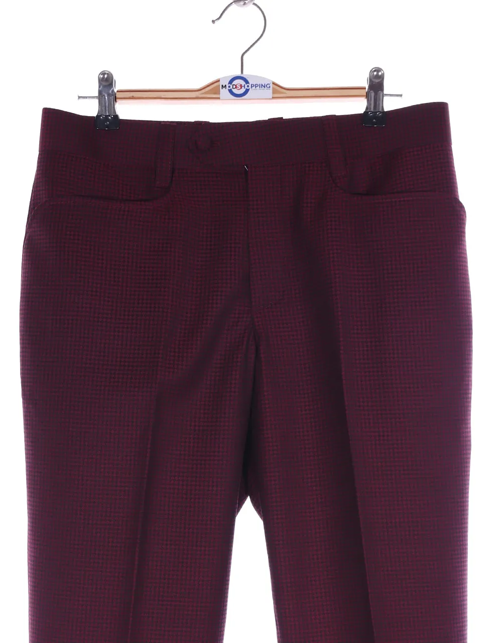 Men's Two Piece Suit - Burgundy Check Suit