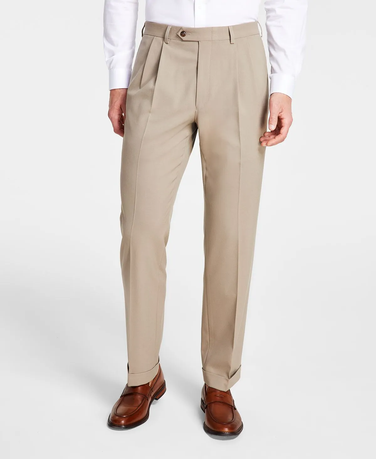 Michael Kors Men's Plain Pleated Regular Fit Pants