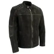 Milwaukee Leather Vintage SFM1801 Men's Black Nubuck Leather Zipper Front Motorcycle Style Fashion Jacket