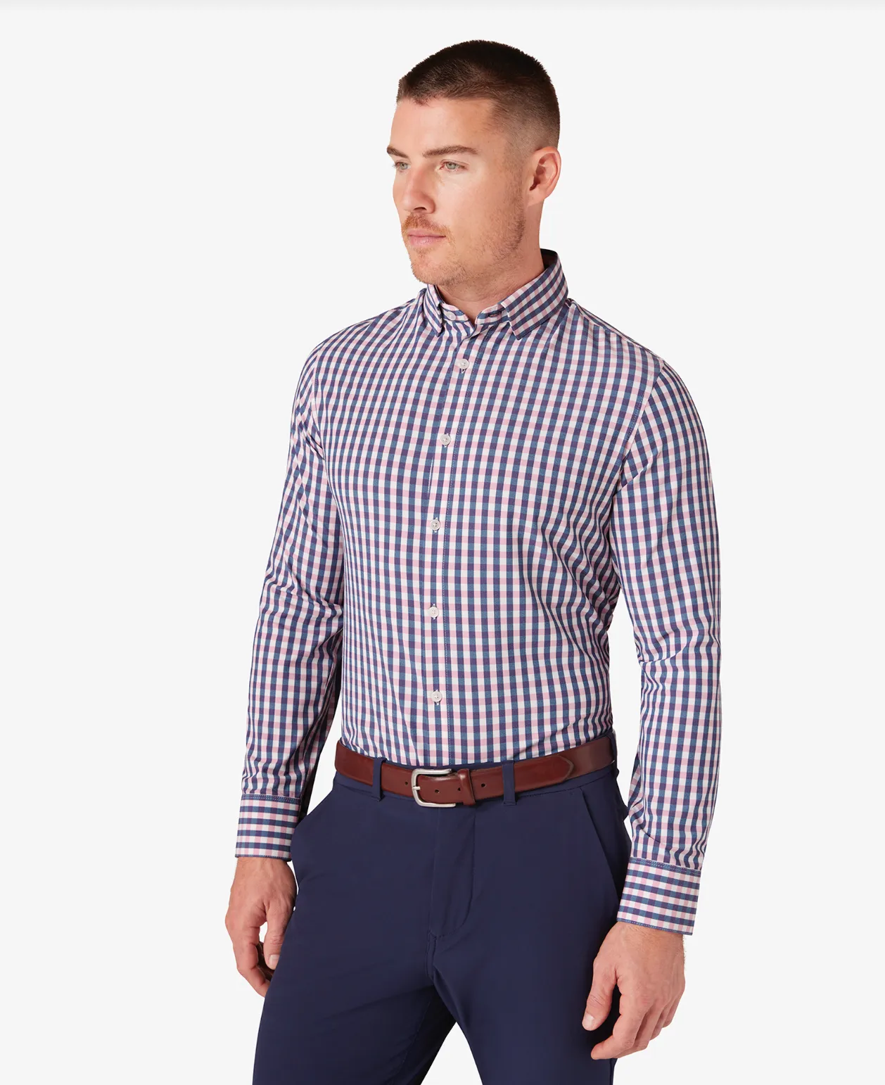 Mizzen   Main Monaco LS Shirt Blue/Rose Madison Check