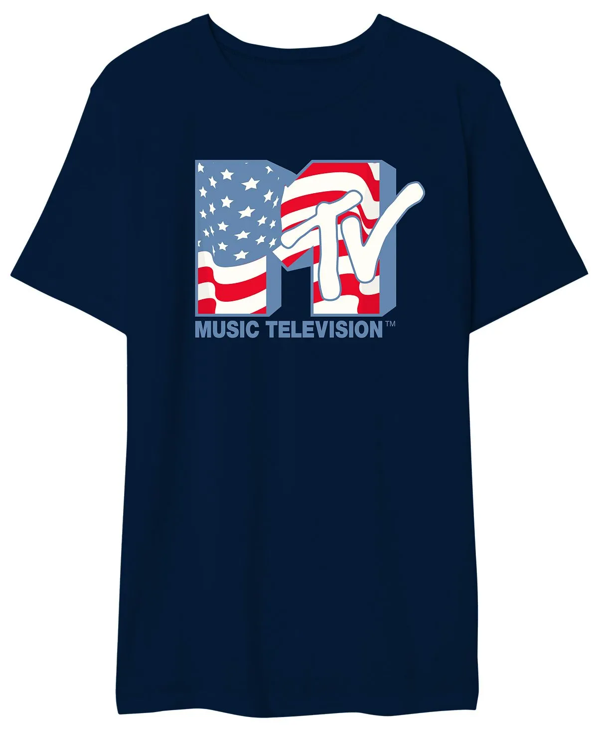 MTV AIRWAVES Men's American Flag T-Shirt, Blue