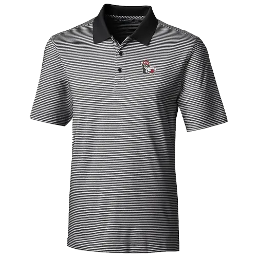 NC State Wolfpack Cutter & Buck Big and Tall Black/White Slobbering Wolf Forge Tonal Stripe Polo