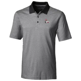 NC State Wolfpack Cutter & Buck Big and Tall Black/White Slobbering Wolf Forge Tonal Stripe Polo