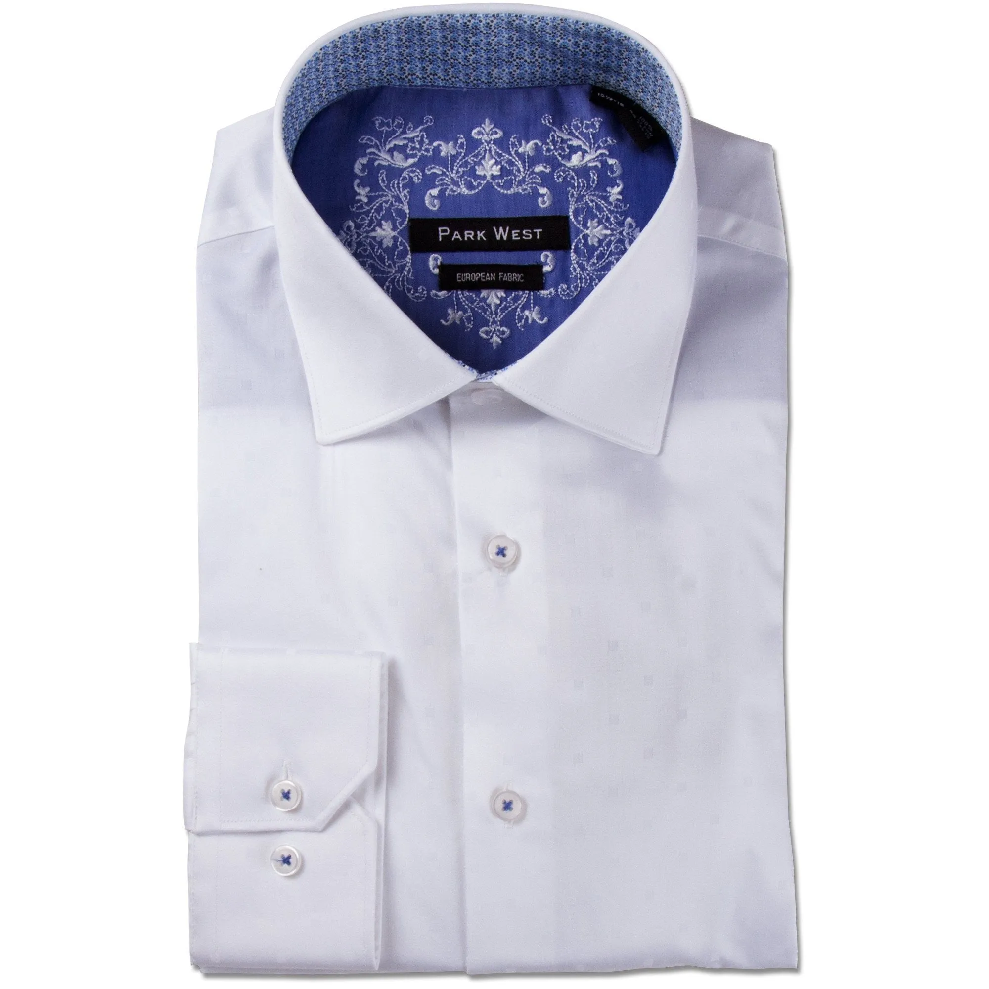 Park West Men's Luther Box Dobby Dress Shirt in White