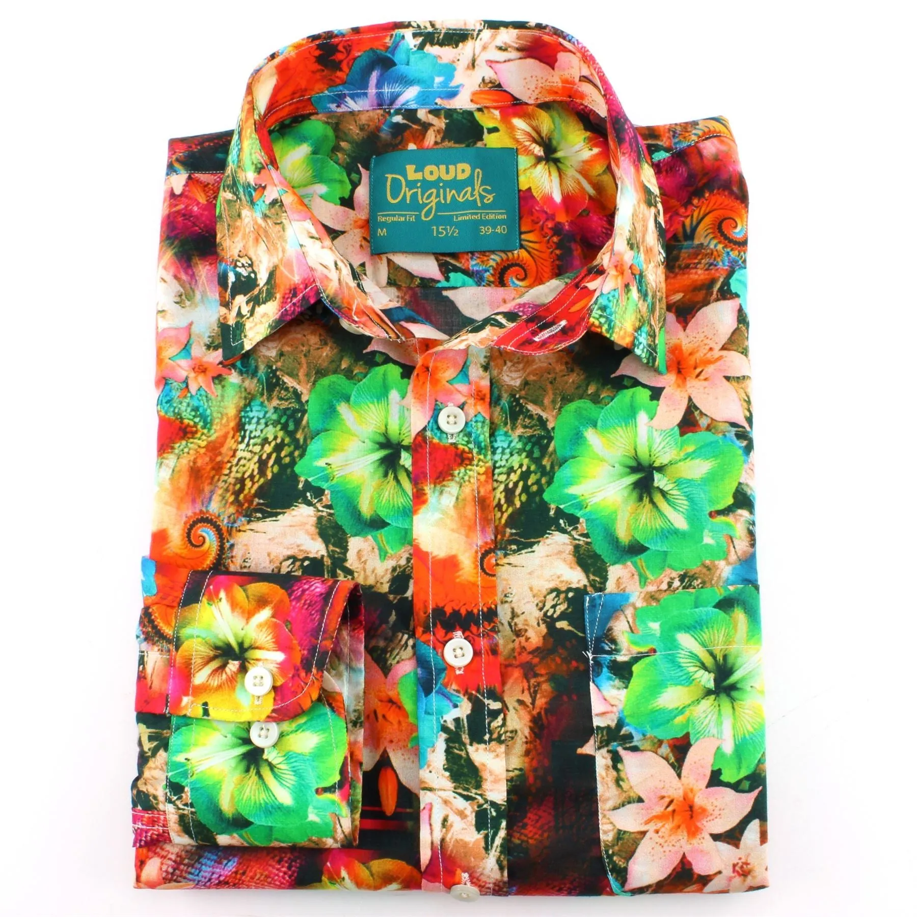 Regular Fit Long Sleeve Shirt - Bright Floral Abstract