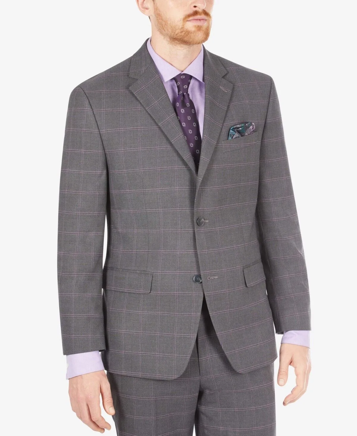 Sean John Mens Classic-Fit Check Suit Separate Jacket, Size 40R