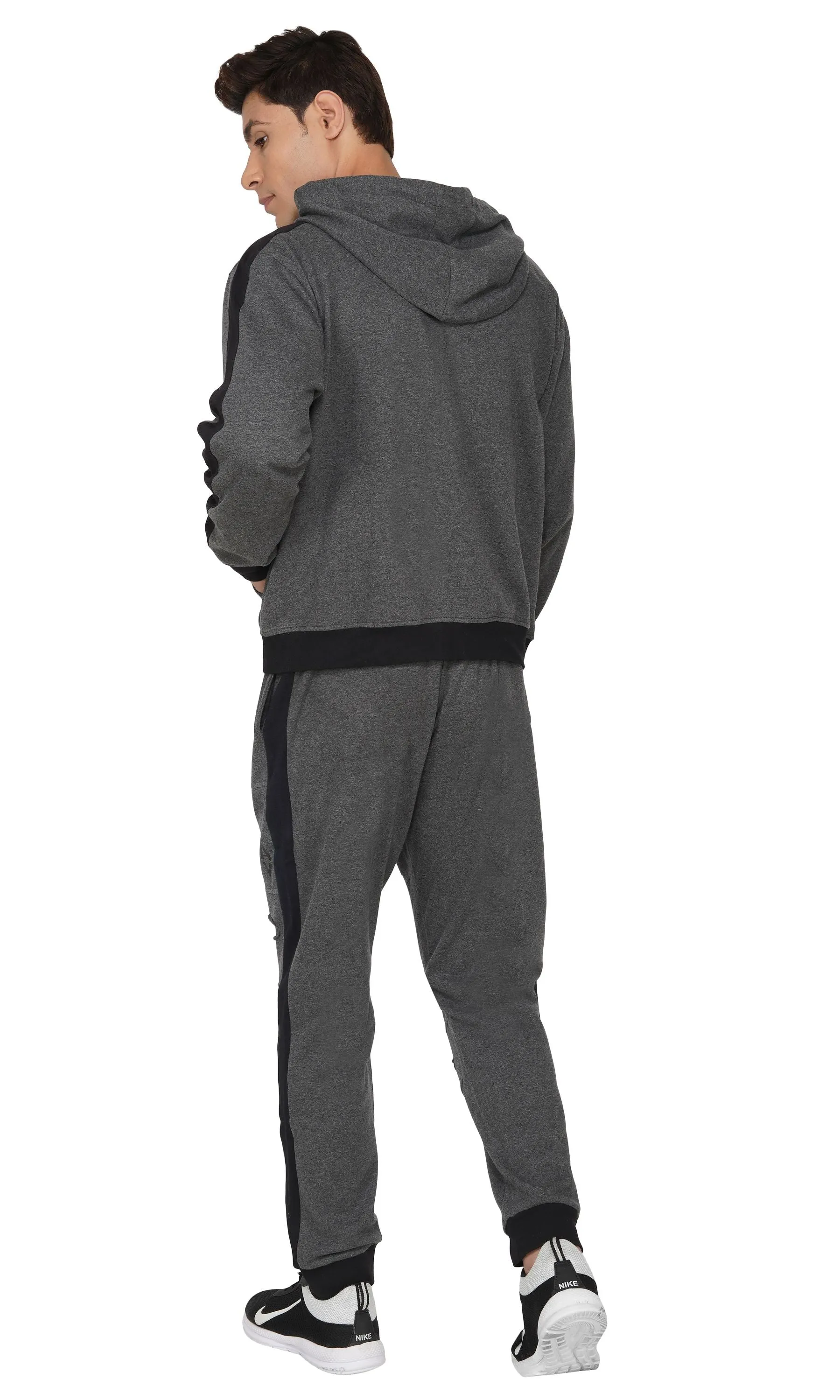 SLAY. Men's Dark Grey Tracksuit with Black Side Stripes