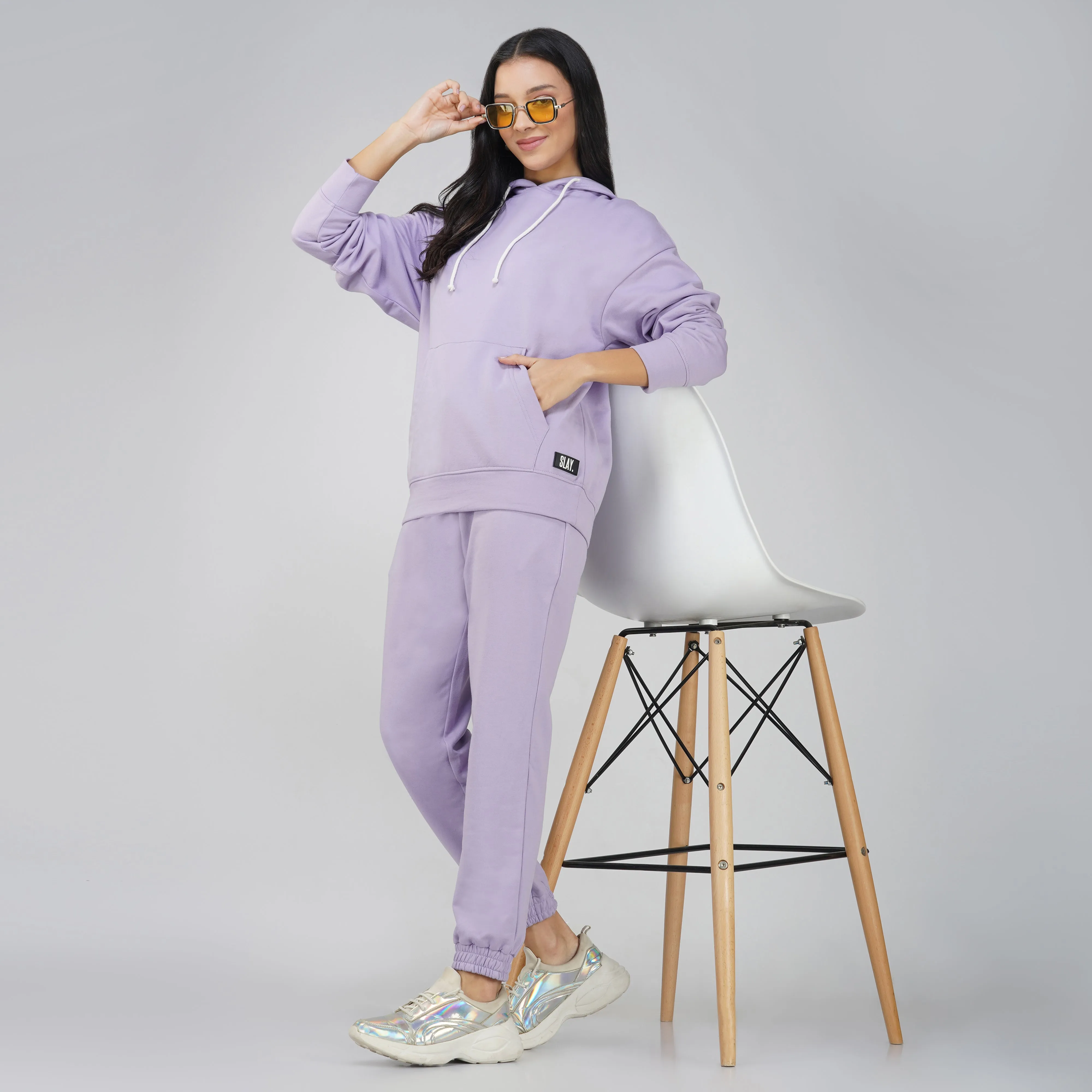 SLAY. Women's Lavender Drop Shoulder Hoodie & Joggers Co-ord Set