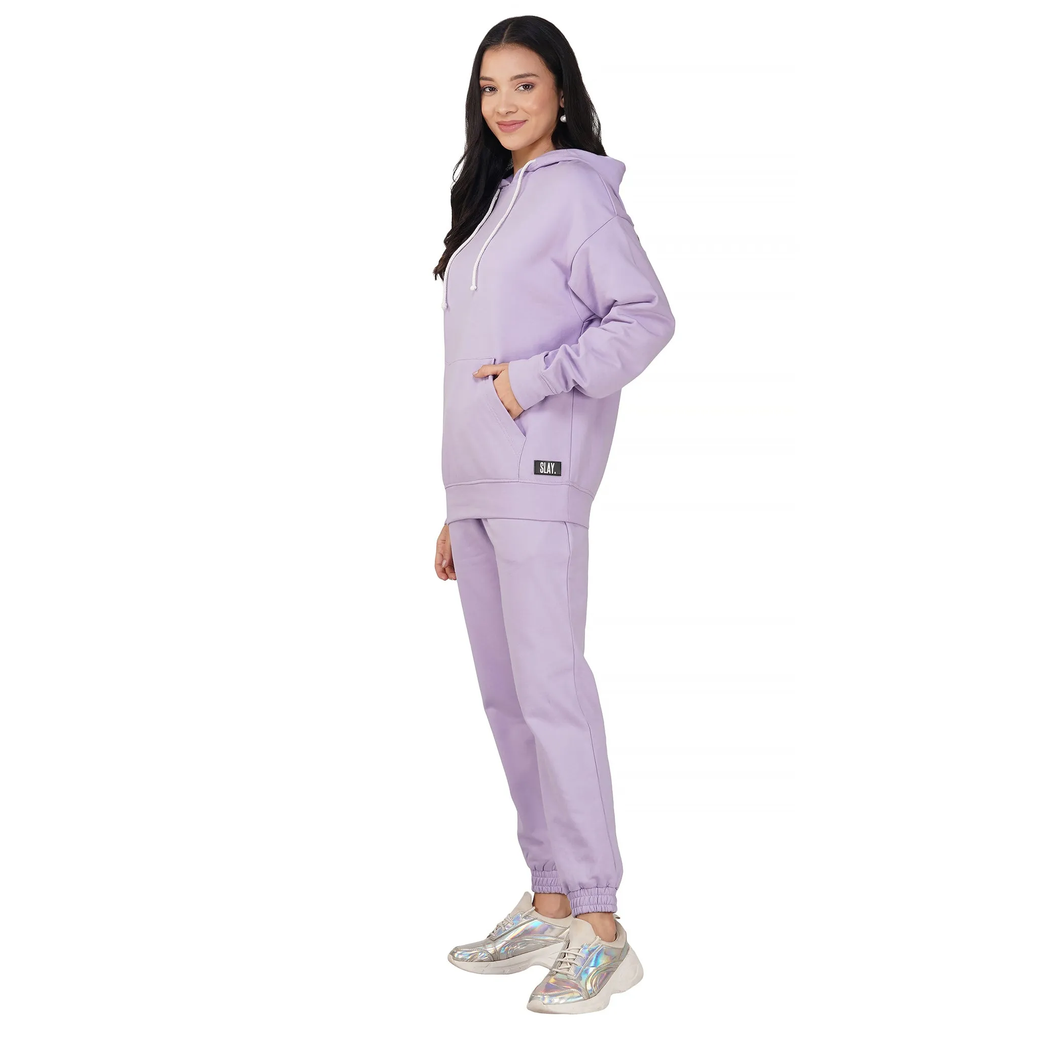 SLAY. Women's Lavender Drop Shoulder Hoodie & Joggers Co-ord Set