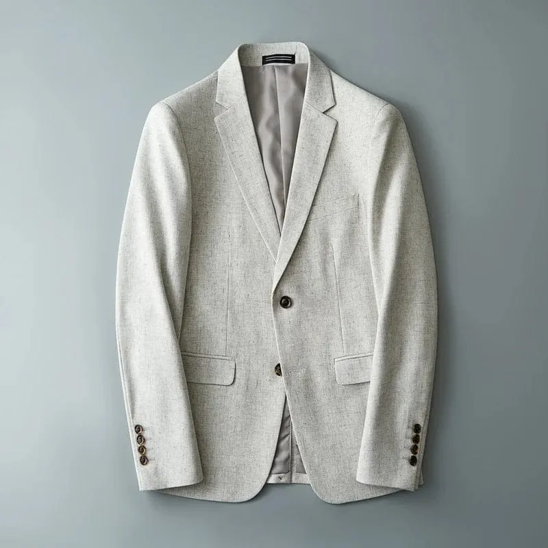 Slim-fit Gentleman's British Style Linen Blazer Suit Jacket for High-end Business Casual Fashion