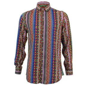 Slim Fit Long Sleeve Shirt - Aztec Stripes