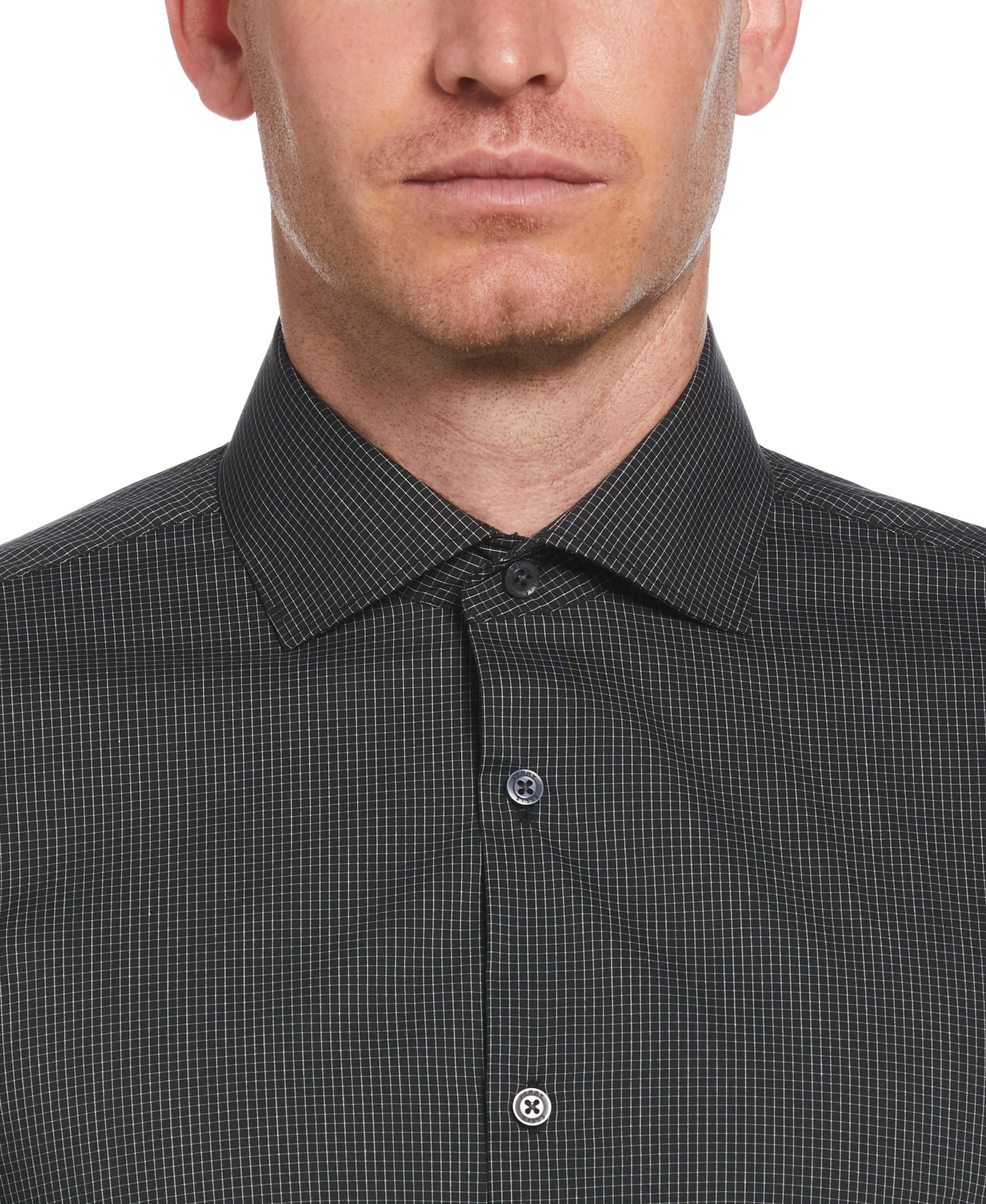 Slim Fit Micro Check Print Dress Shirt