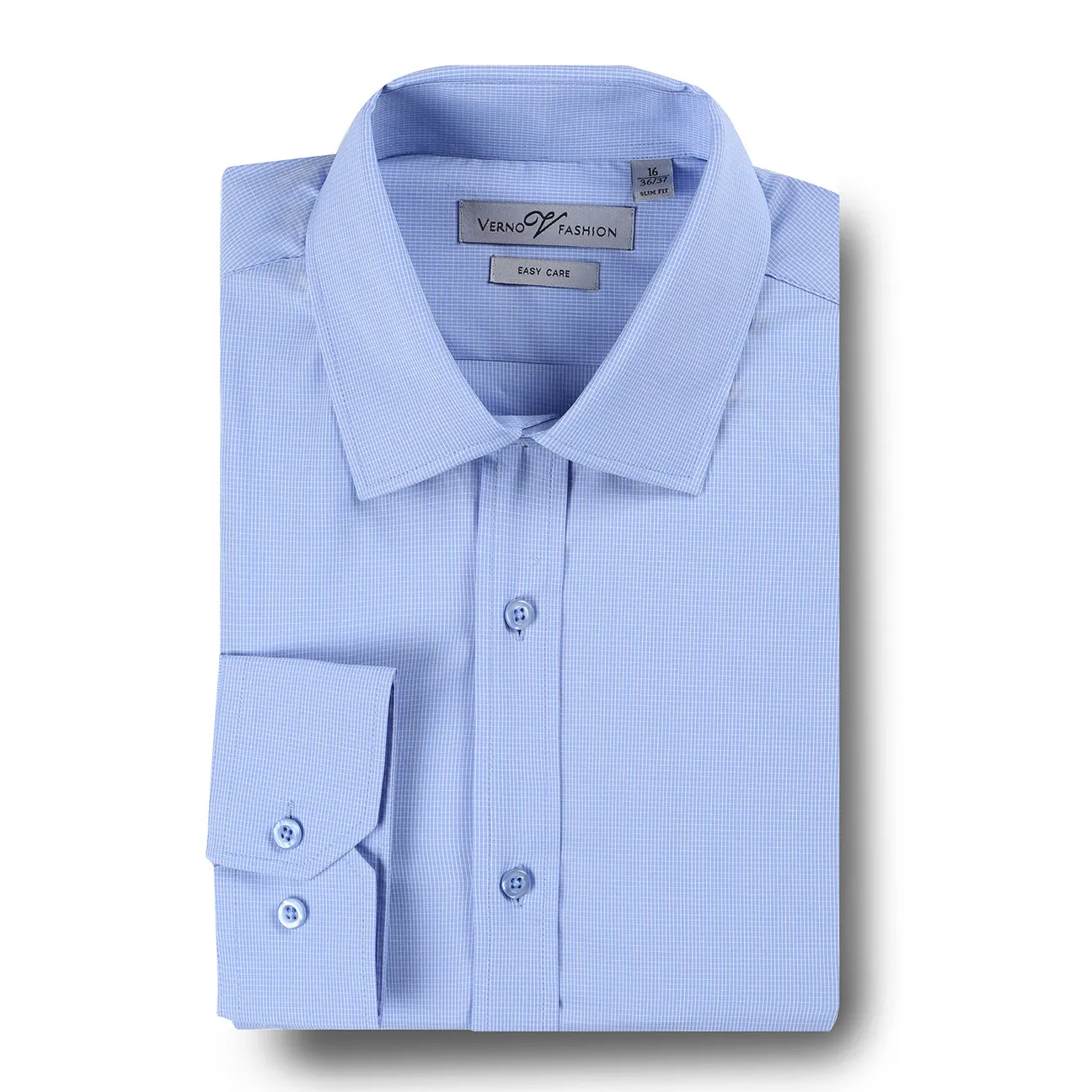 VERNO Light Blue Slim Fit Cotton Easy Care Dress Shirt SS210