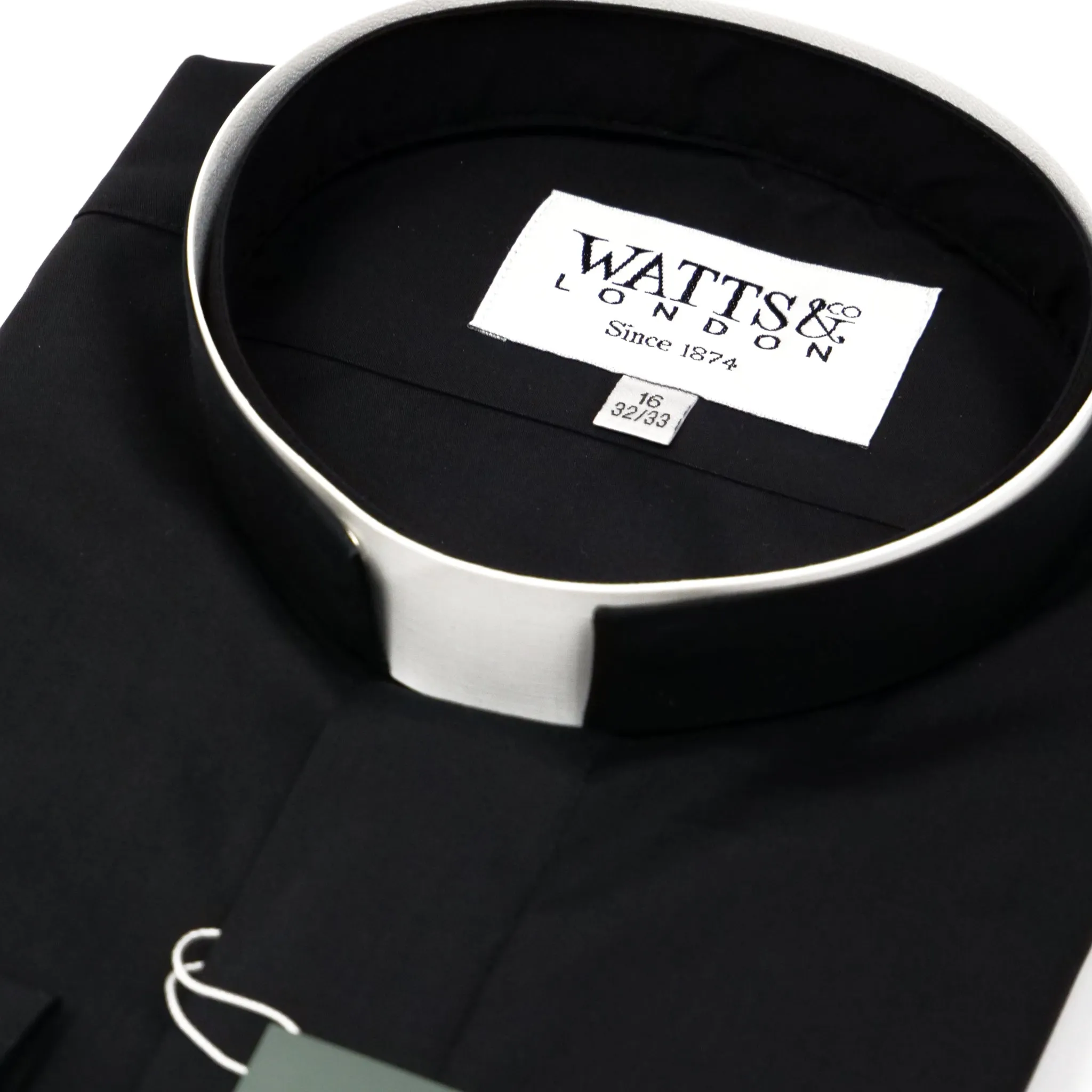 Watts' Men's Tonsure Collar Clergy Shirt - Black