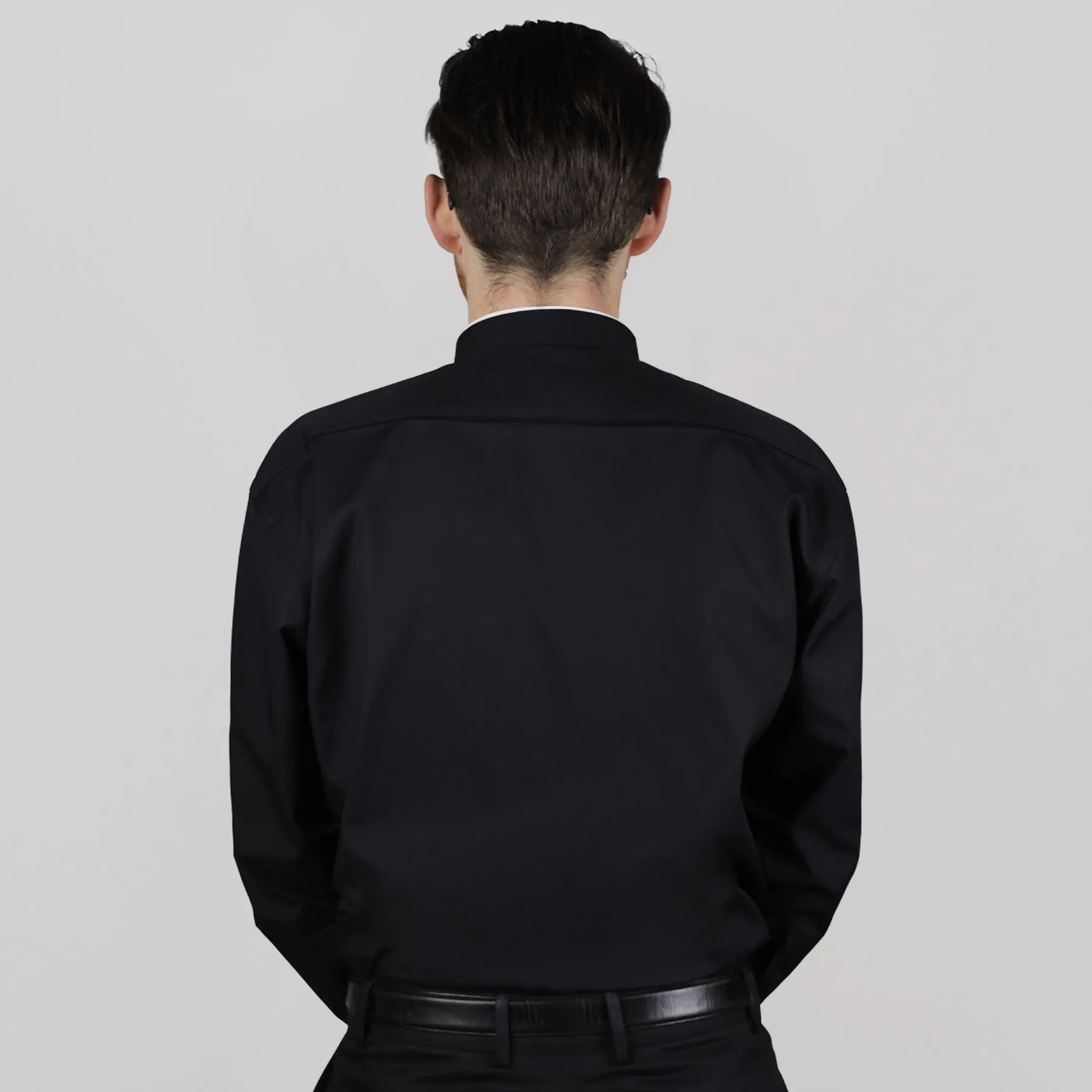 Watts' Men's Tonsure Collar Clergy Shirt - Black