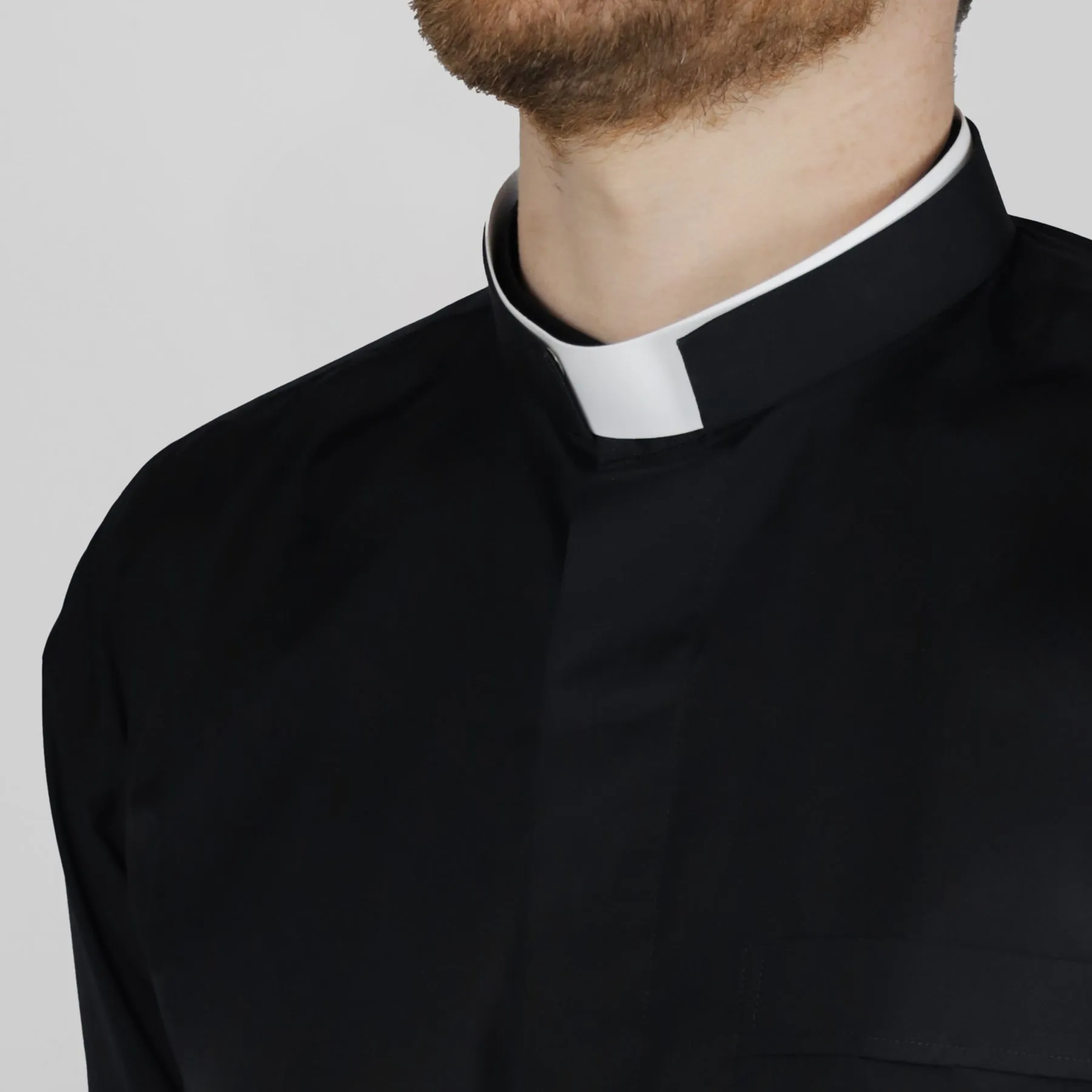 Watts' Men's Tonsure Collar Clergy Shirt - Black