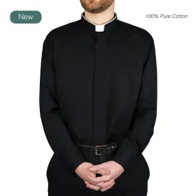 Watts' Men's Tonsure Collar Clergy Shirt - Black