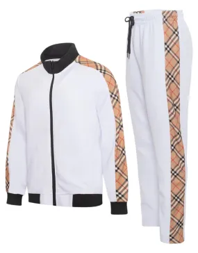 White Men's Tracksuit 2-Piece Luxury Design Jacket & Pants Matching Set Style No: MTK13